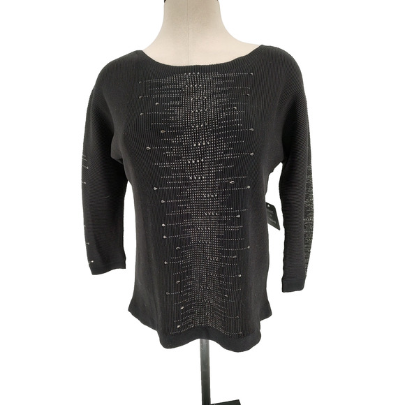 Select + Trend Woman NEW Black Sparkle Pullover Sweater Size Small Stretch Soft - Picture 1 of 10